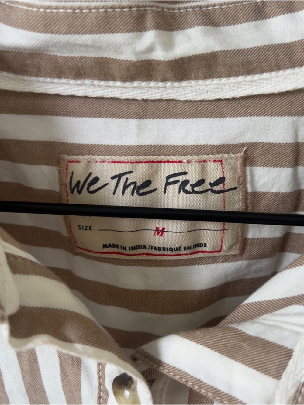 Free People We The Free Bailey Stripe Shirt - Neutral Combo - Medium - NWOT - Picture 7 of 7